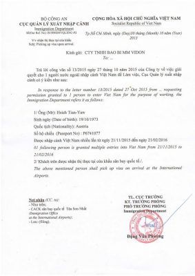 Xin công văn thương mại 1 tháng 1 lần