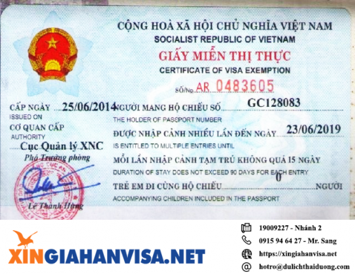 Miễn Thị Thực 5 Năm Lưu Trú 15 Ngày